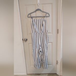 Old Navy Blue White Striped jumpsuit